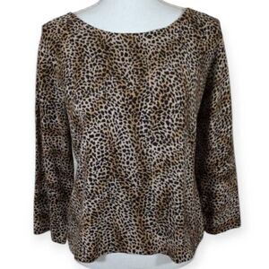 WORLD REPUBLIC CLOTHING CO. BLACK & TAN LEOPARD PRINT TOP SZ.XL EUC.